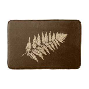 Woodland Fern 1, Brown and Beige Bath Mat