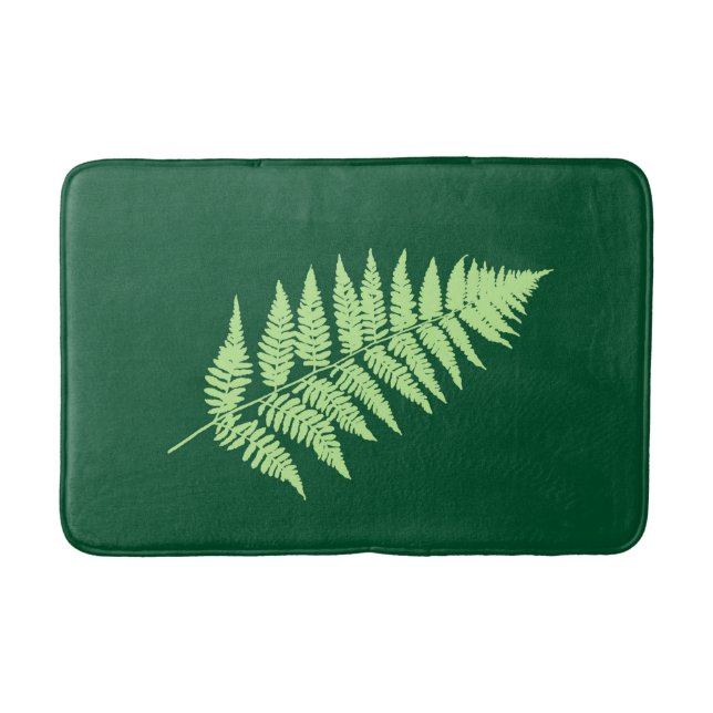 Woodland Fern 1, Emerald and Light Green Bath Mat (Front)