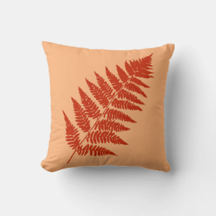 Woodland Fern 1, Mandarin Orange Cushion