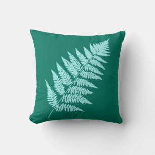 Woodland Fern 1, Turquoise and Aqua Cushion