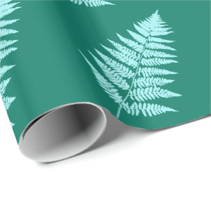 Woodland Fern 1, Turquoise and Aqua Wrapping Paper