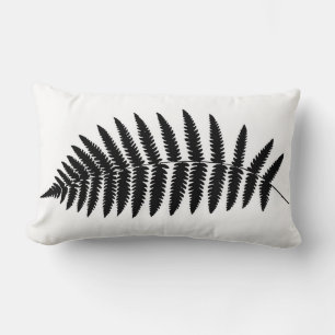 Woodland Fern 2, Black and White Lumbar Cushion