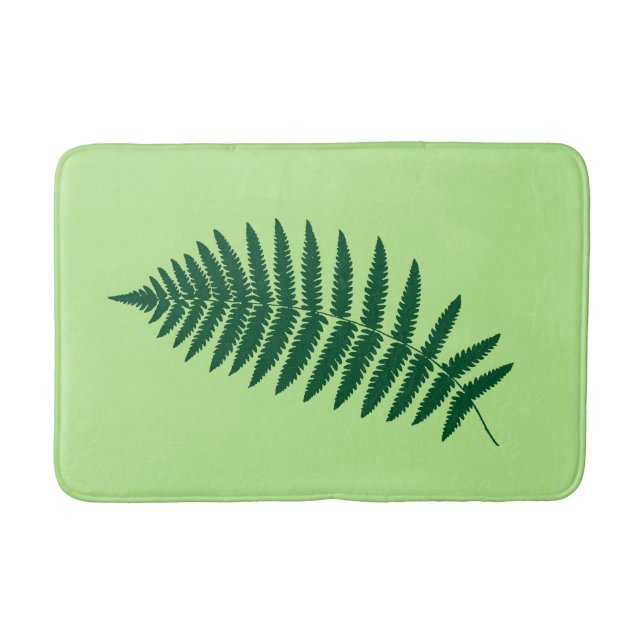 Woodland Fern 2, Emerald and Light Green Bath Mat (Front)