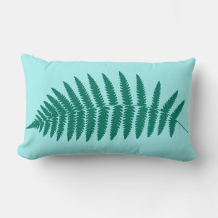 Woodland Fern 2, Turquoise and Aqua Lumbar Cushion