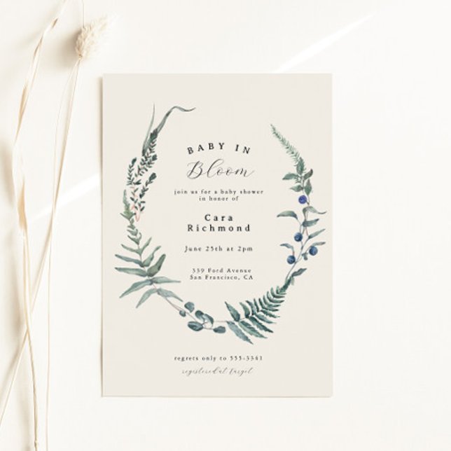 Woodland Fern Forest Berry Baby Shower Invitation (Creator Uploaded)
