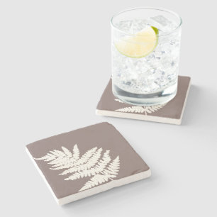 Woodland Fern Leaf – Custom Background Colors  Stone Coaster