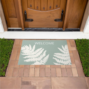 Woodland Fern Leaf Custom Background Colours  Doormat