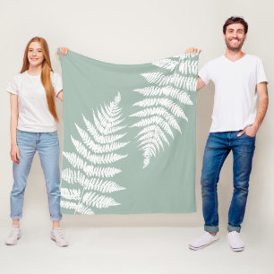 Woodland Fern Leaf Custom Background Colours Fleece Blanket