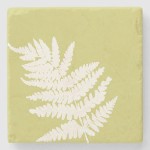 Woodland Fern Leaf Custom Background Colours Stone Coaster