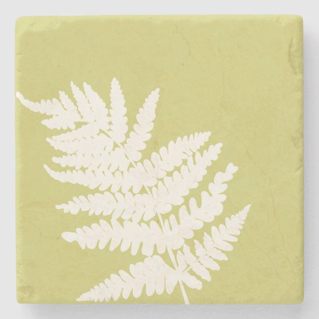 Woodland Fern Leaf Custom Background Colours  Stone Coaster (Front)