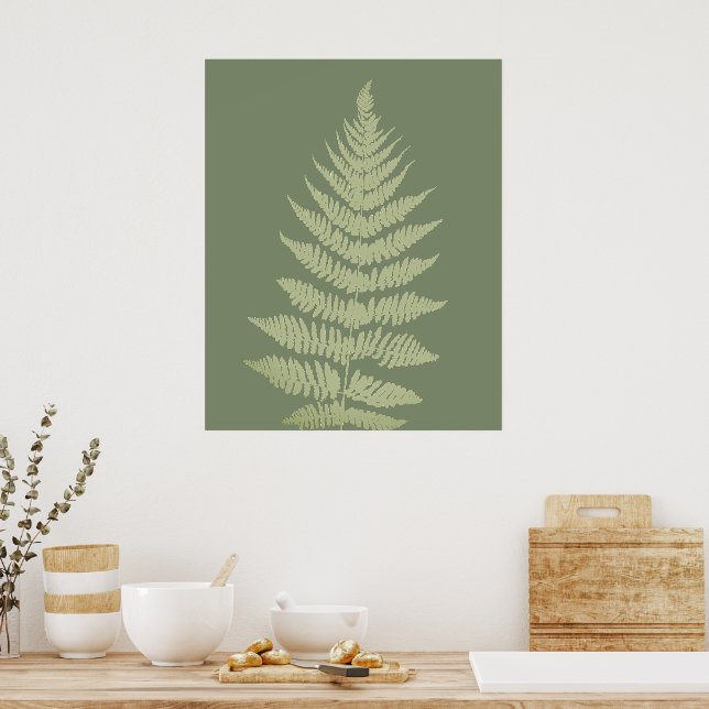Woodland Fern Leves  Custom Background Colours  Poster (Kitchen)