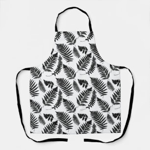 Woodland Fern Pattern, Black and White Apron