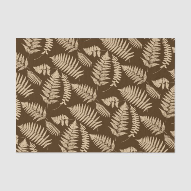 Woodland Fern Pattern, Brown and Beige Tissue Paper (Front)