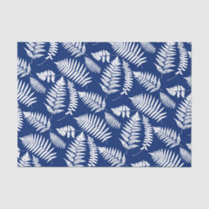 Woodland Fern Pattern, Cobalt Blue and White Tissue Paper