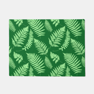 Woodland Fern Pattern, Emerald and Light Green Doormat