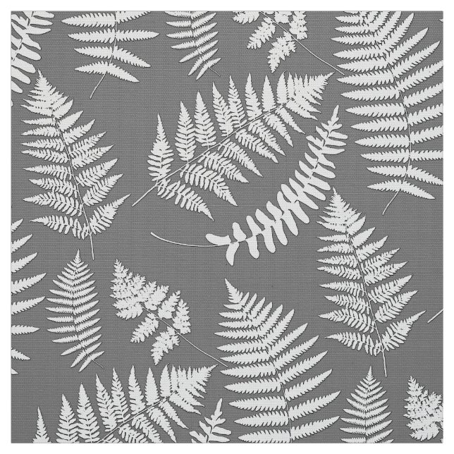 Woodland Fern Pattern, Grey / Grey and White Fabric (Swatch)