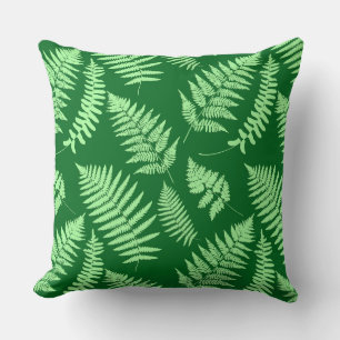 Woodland Fern Pattern, Light and Dark Green Cushion