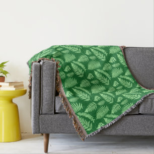 Woodland Fern Pattern, Light and Dark Green Throw Blanket