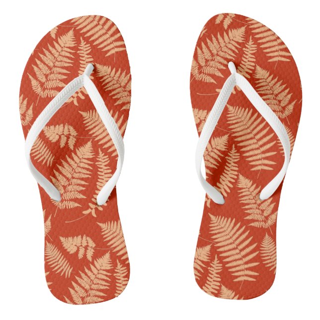 Woodland Fern Pattern, Mandarin Orange Jandals (Footbed)
