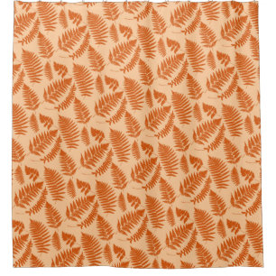 Woodland Fern Pattern, Pastel Orange Shower Curtain