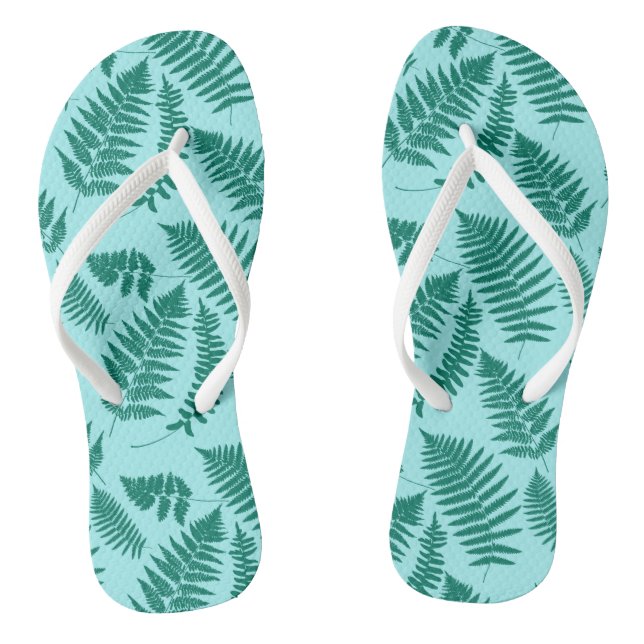 Woodland Fern Pattern, Turquoise and Aqua Jandals (Footbed)