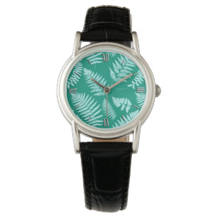 Woodland Fern Pattern, Turquoise and Aqua Watch