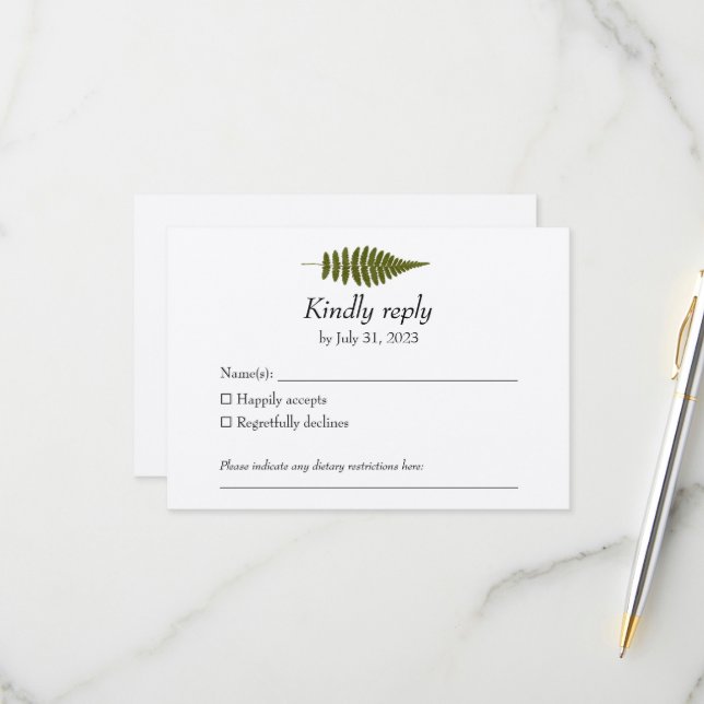 Woodland Fern RSVP Card (Front/Back In Situ)