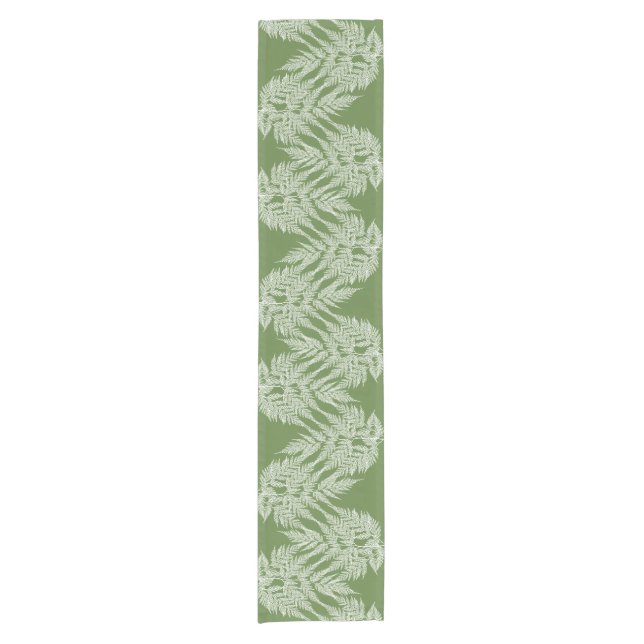 Woodland Fern White Silhouette Pattern Short Table Runner (Front)