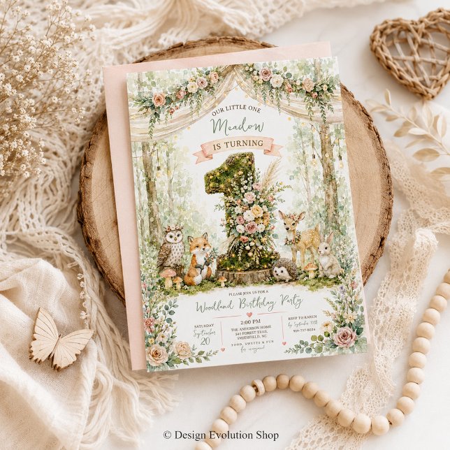 Woodland First Birthday Invitation (Creator Uploaded)