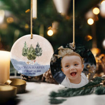 Woodland First Christmas with Birth Photo