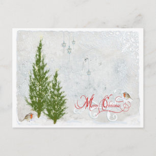 Woodland First Snow Christmas Postcard