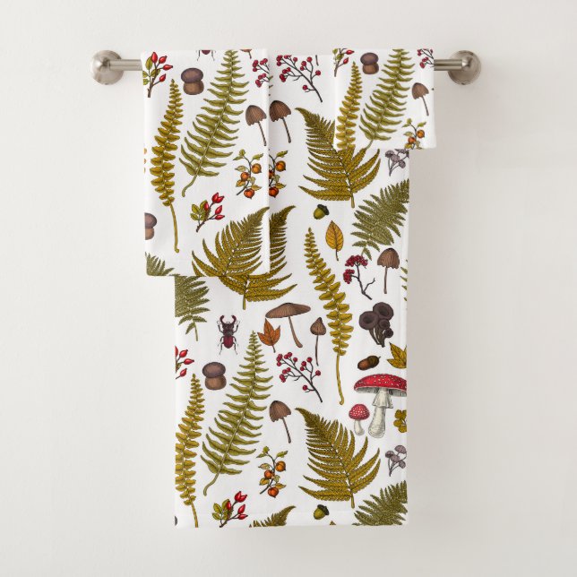 Woodland flora and fauna 2 bath towel set (Insitu)