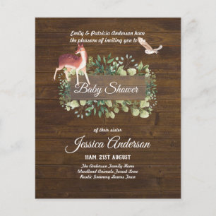 Woodland Flora and Fauna BABY SHOWER Invites Flyer
