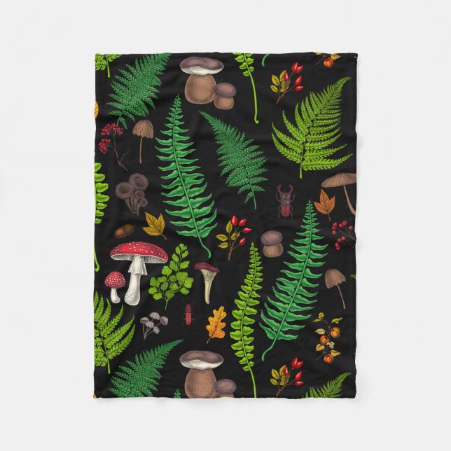 Woodland flora and fauna fleece blanket (Front)