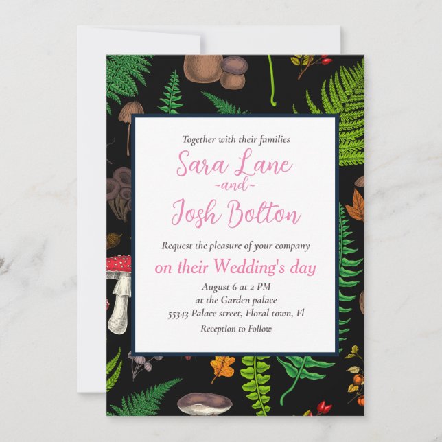 Woodland flora and fauna invitation (Front)