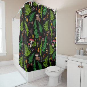 Woodland flora and fauna shower curtain
