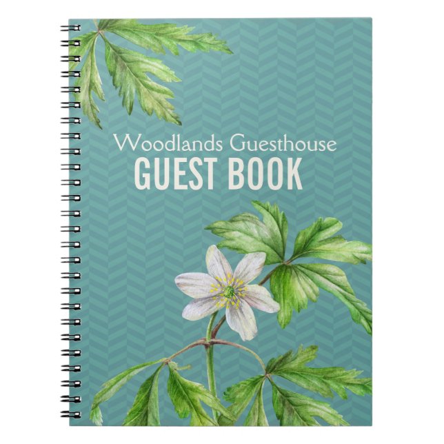 Woodland floral art & chevron guest book notebook (Front)
