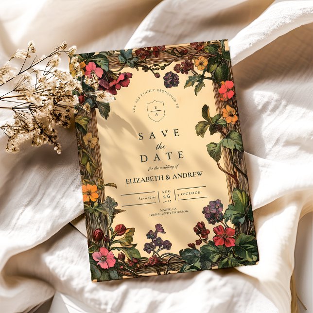 Woodland Floral Art Nouveau Wedding Save The Date (Creator Uploaded)