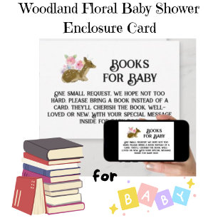 Woodland Floral Books for Baby Rustic Baby Shower  Invitation