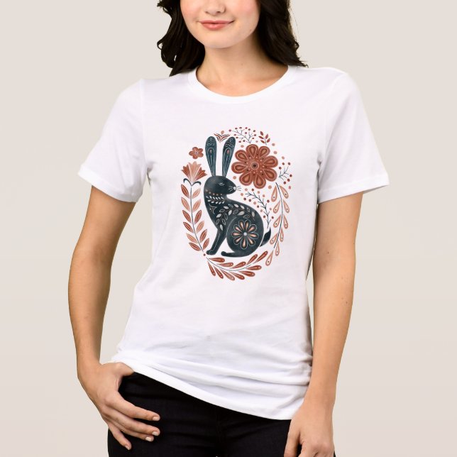 Woodland Floral Bunny Tri-Blend Shirt (Front)