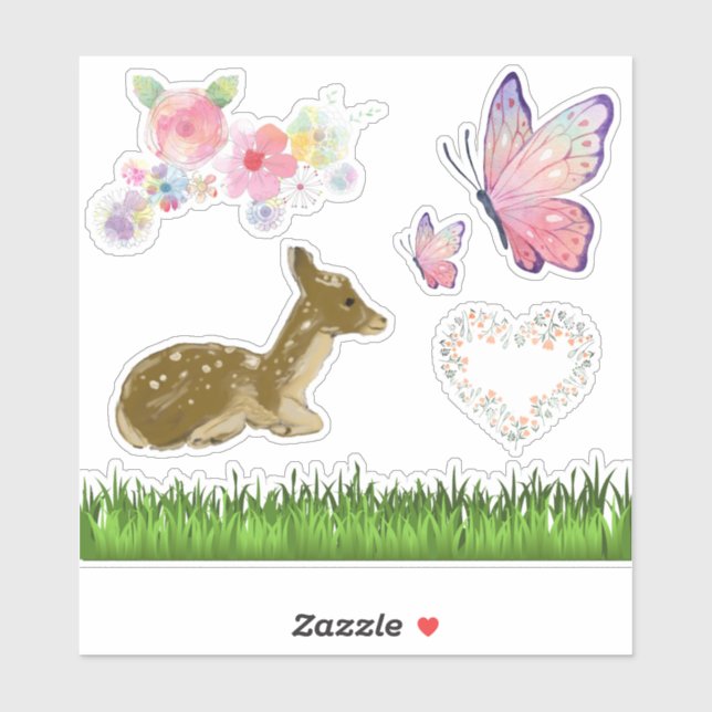 Woodland Floral Butterflies Scrapbook Stickers (Sheet)