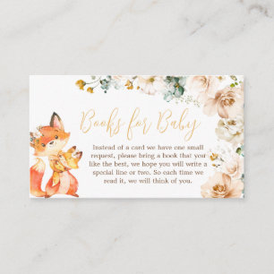Woodland Floral Fox Baby Shower Books for Baby Enclosure Card