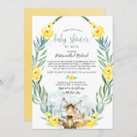 Woodland Floral Greenery Baby Shower By Mail Invit