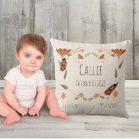 Woodland Floral Ladybug Nursery Baby Birth Stats 