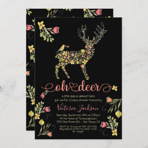 Woodland Floral Oh Deer Baby Shower Invitation
