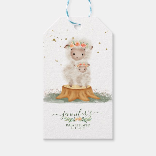 Woodland Fluff Sheep Gift Tags (Front)