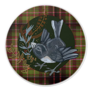 Woodland folaige & Junco Bird   Ceramic Knob