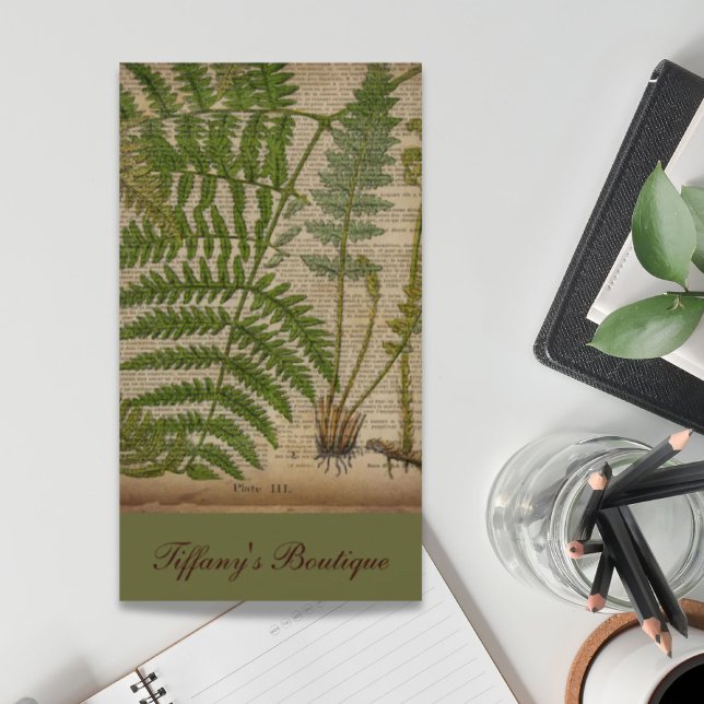 woodland foliage french botanical print fern business card (woodland foliage french botanical print fern business card)
