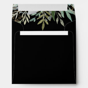 Woodland Foliage Wedding Black Envelope