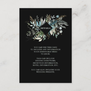 Woodland Foliage Wedding   Black Guest Details Enclosure Card